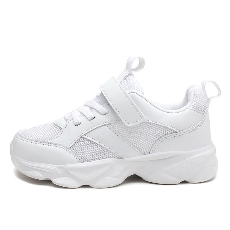 Kids Lightweight Breathable Mesh Running Shoes Boys Girls Black White Casual Sneakers