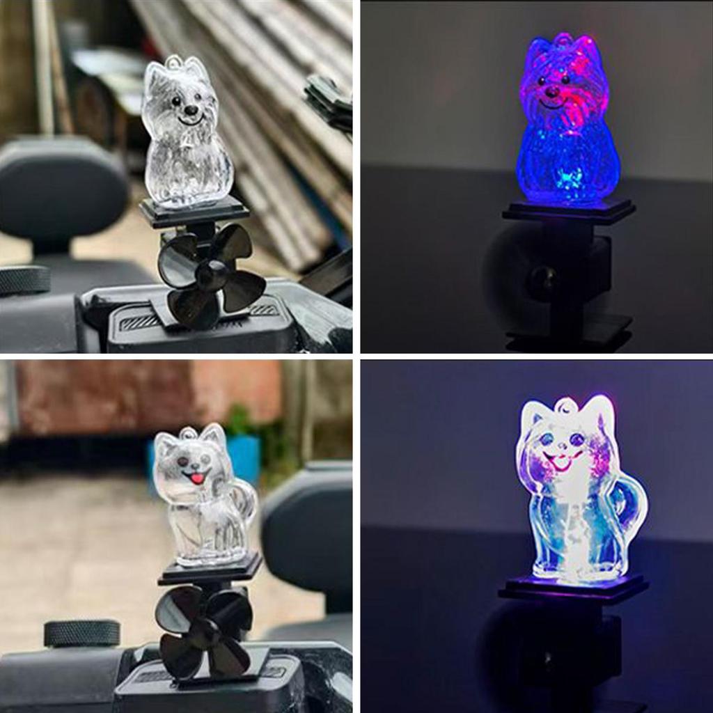 Wind Powered Light Up Dog Figurine for Motorcycle Handlebar  Animated Animal Handlebar Decoration Fun Night Riding Accessory