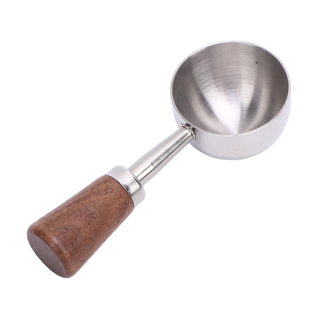 304 Stainless Steel Bean Tea Scoop Short Wooden Handle Stainless Steel Scoop  For Loose Leaf Tea