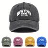 New York Usa Est. 1664 Urban Themed Adjustable Baseball Cap With Sun Protection, Woven Polyester Material, Hand Washable