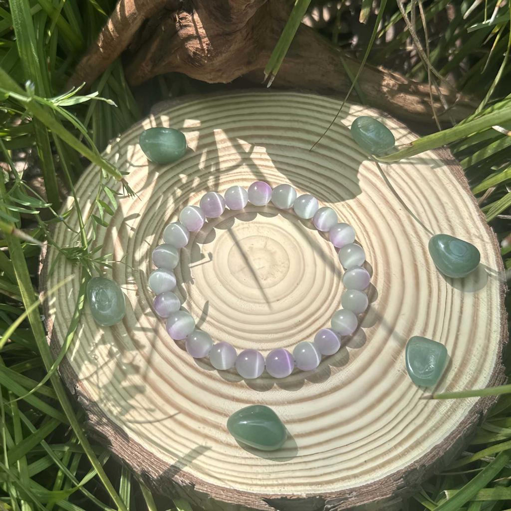 1pc Pink and purple cat's eye bracelet symbolizes wealth and prosperity jewelry gift for women perfect for all seasons