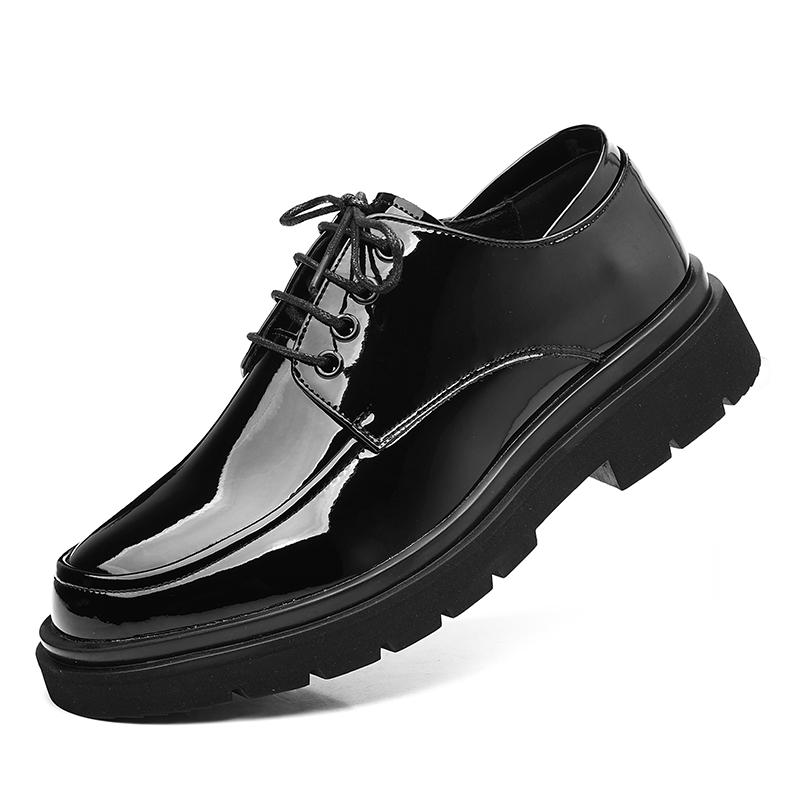 

Black Round Toe Men Formal Shoes Shiny Surface Thick Bottom Height Elevator Business Leather Shoes Casual Suit Wedding Party 38