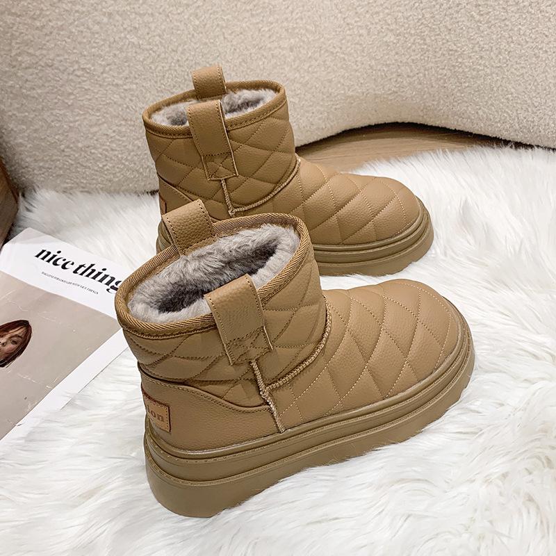 Women's Large Size Soft Sole Winter Warm Anti-slip Fur Snow Boots Padded Lined Ankle Boots Anti-slip Hiking Sports Cotton Boots