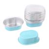 10Pcs Aluminum Foil Cupcake Cups With Lids Non-Stick Foil Baking Cups 68Ml Oval Pudding Dessert Cups Wedding Party Supplies