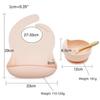3 Pcs Baby Bibs+Suction Dish Bowl Plate+Spoon Set Waterproof Silicone Tableware Blue