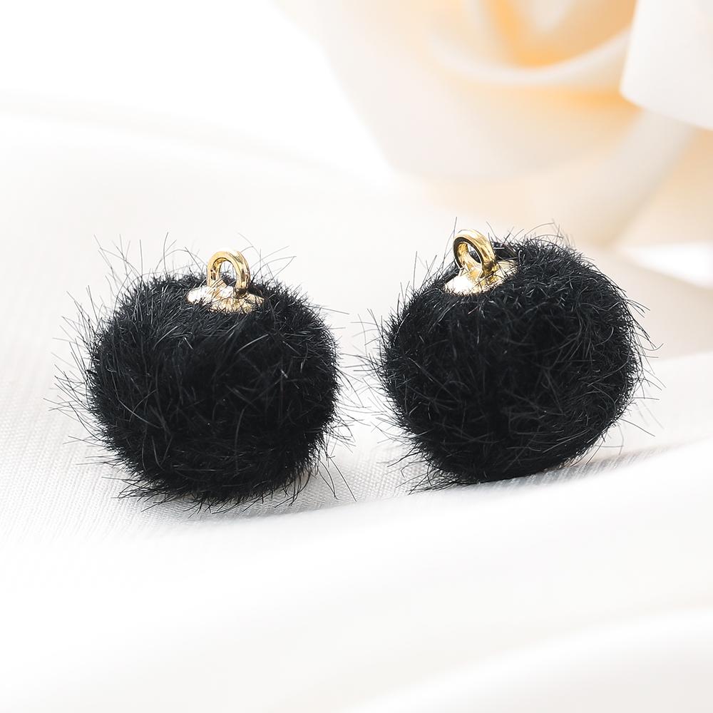 10pcs Plush Fur Covered Ball Beads Charms Pompom Beads Pendant for DIY Necklace Earring Bracelet Pendant Jewelry Making Supplies