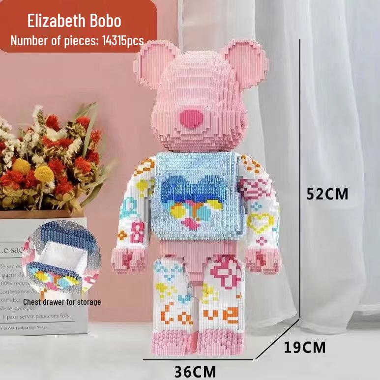 Girls' Compatible Lego: Violent Bear Building Block Series - Educational Micro-Block Interlocking Toys & Gifts