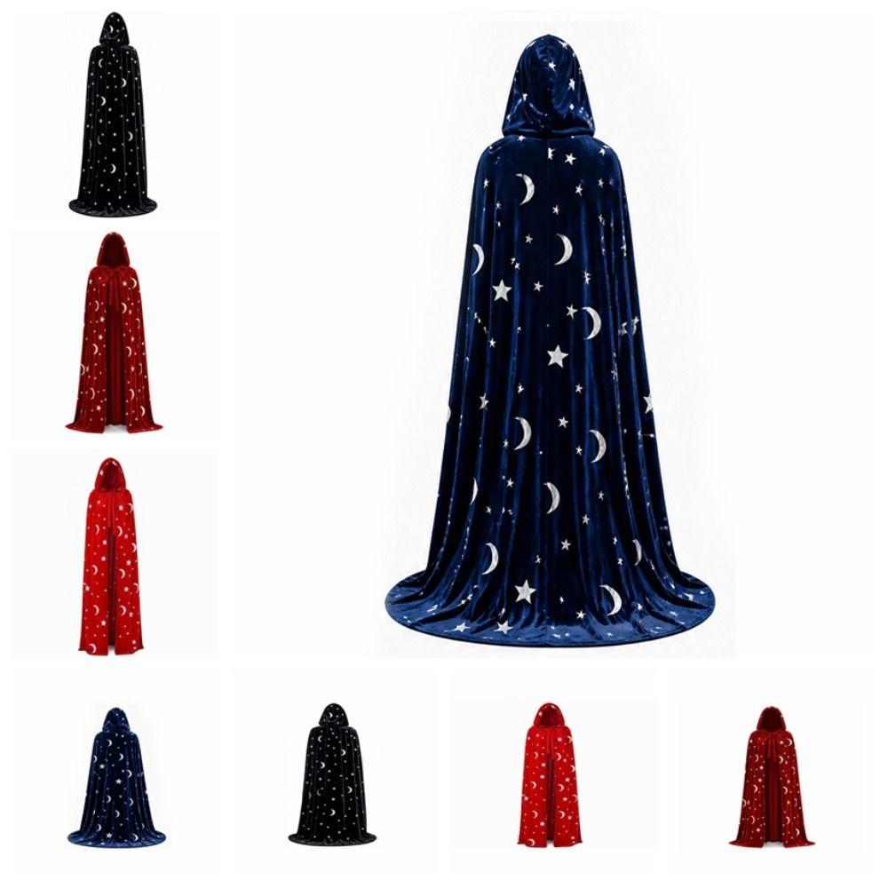 Soft Fabric Velvet Hooded Cloak Tie Up Closure Gothic Party Apparel Costume Robe Halloween Night