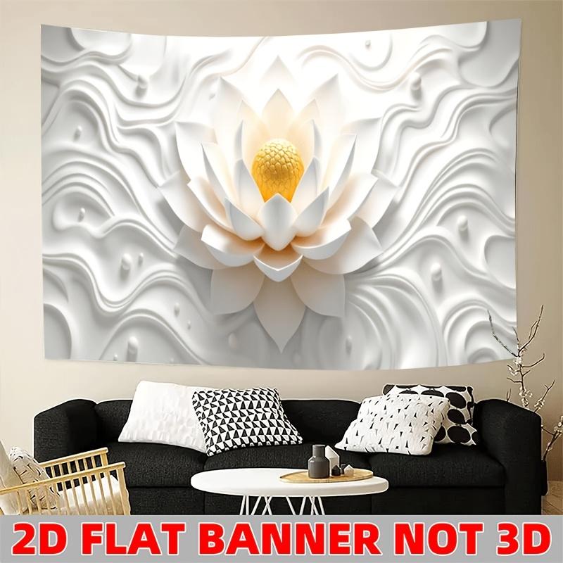 

White Lotus Flower Wall Tapestry 3D Effect Art Decor For Living Room Bedroom Home Interior Design Modern Boho Style Wall Hanging 74x94cm(29x37in)