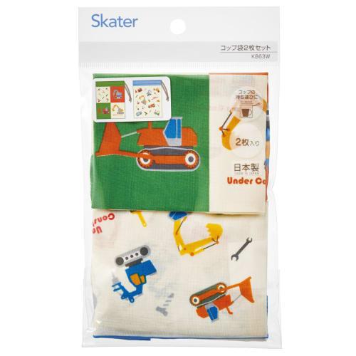 Skater Children's Lunch Bags, Set of 2, 15x20cm, Drawstring, Lunch Bags, Made in Japan, Working Vehicles, KB63W-A