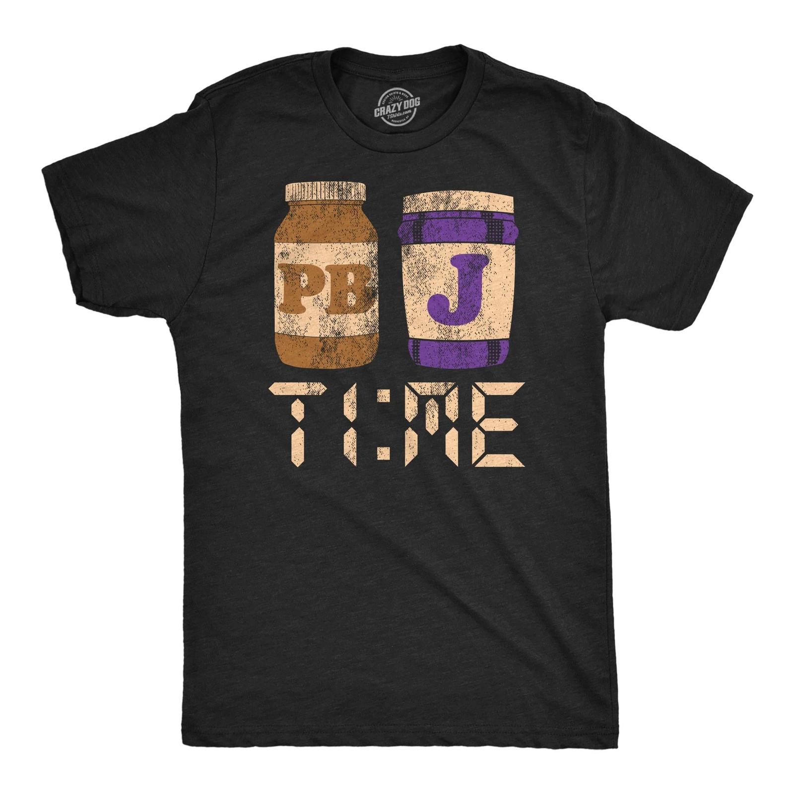 Mens Funny T Shirts PBnJ Time Sarcastic Peanut Butter and Jelly Graphic Novelty M