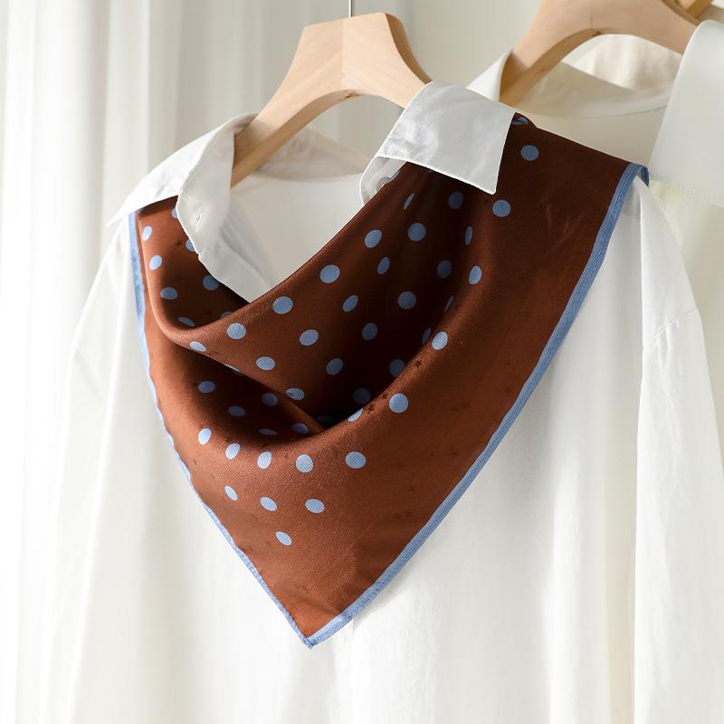 Blue Kapo Dot Old Money Wind Silk 100% Mulberry Silk Silk Scarf Women s Summer Premium Sense Neck Ribbon 53*53cm