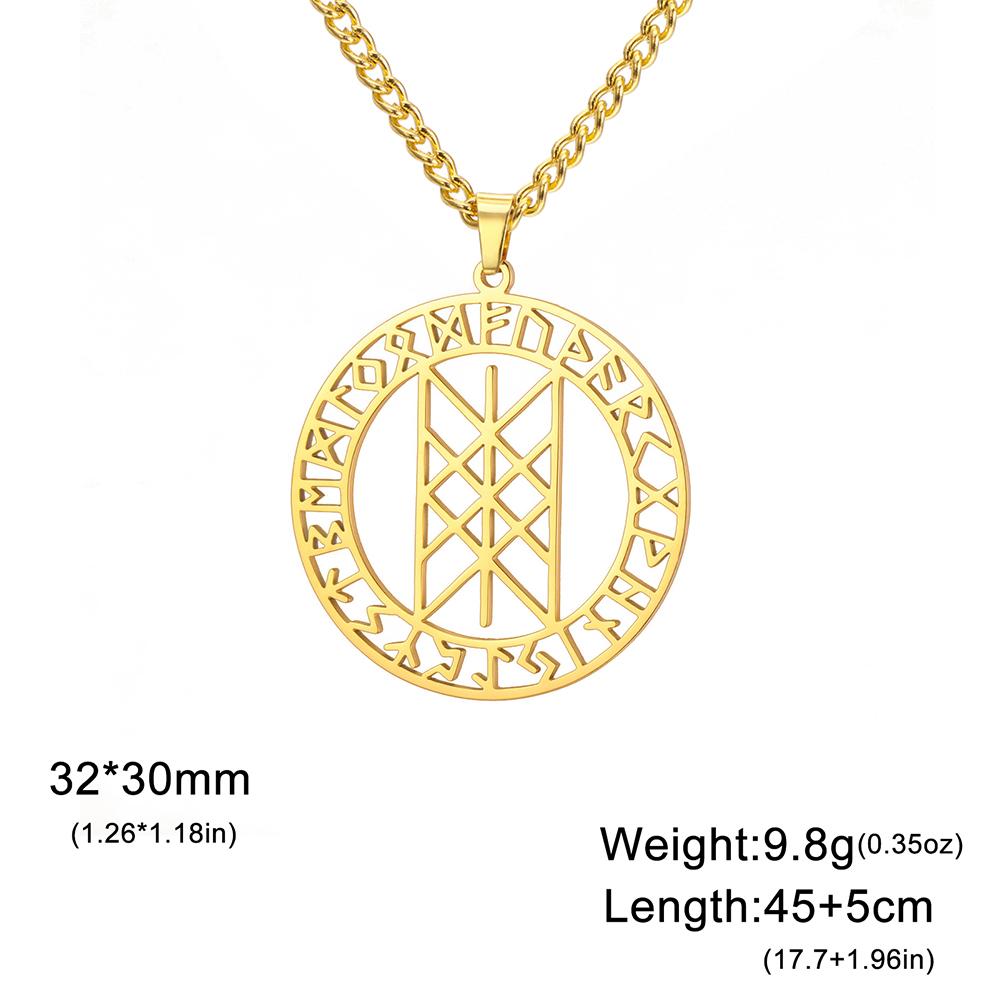 Dawapara Collier Web de Wyrd Mythologie Nordique Symbole Nordique Pendentif Runes Cercle Amulette de Protection Bijoux en Acier Inoxydable