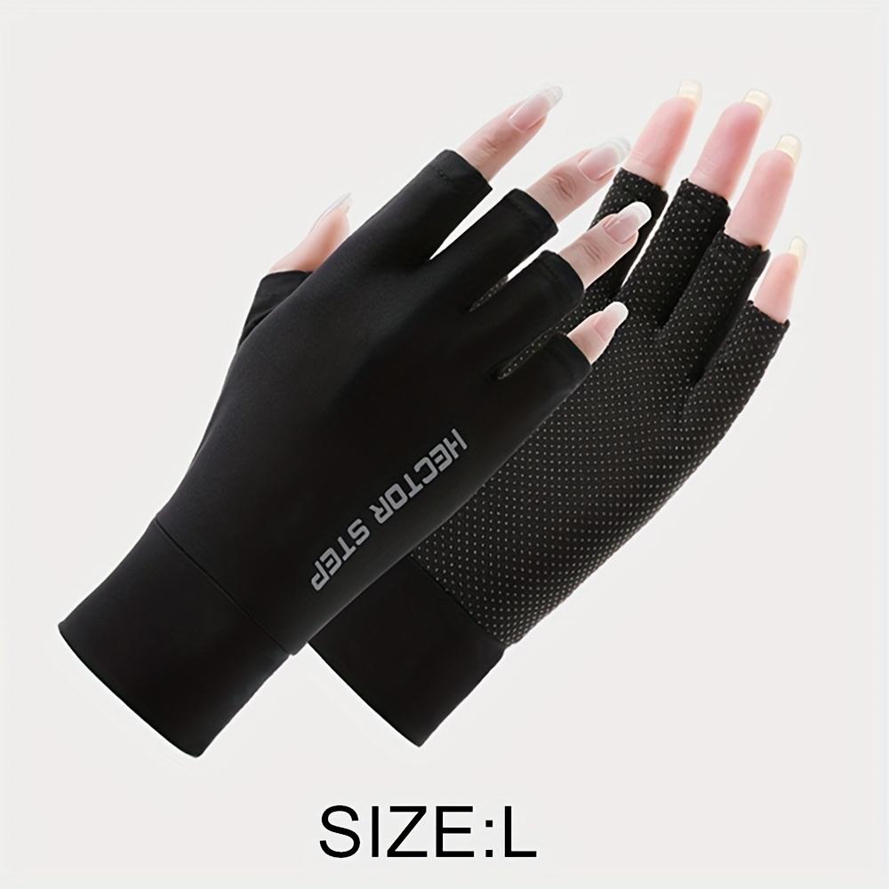 

Women s Summer UV Protection Half Finger Gloves-Breathable Ice Silk Driving Cycling Non-Slip Touchscreen Sunblock Outdoor Gloves L чёрный
