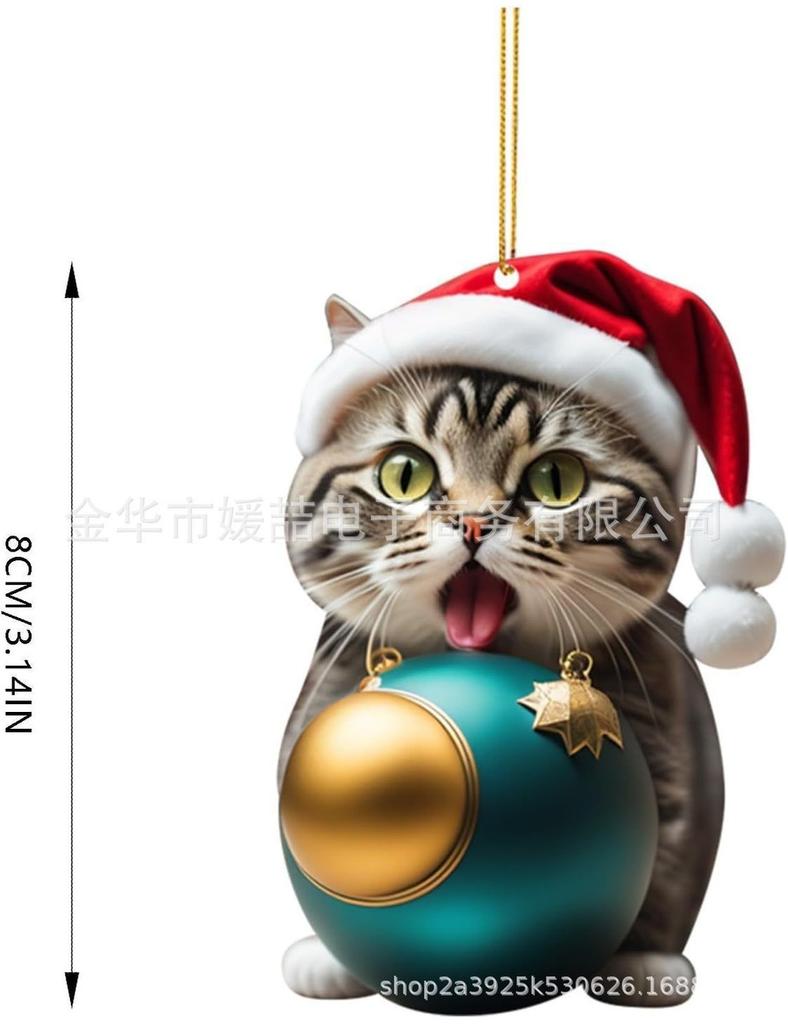 Cat Christmas Whimsical Car Accessory Acrylic Design For Stylish Vehicle Decor