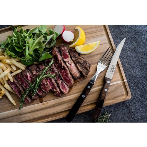Tramontina Steak Knife and Table Fork, Dark, Dishwasher Safe, Made in Brazil, Polywood, 21100/495 21102/490 TRAMONTINA