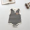 Summer Striped Sleeveless Cartoon Baby Onesie
