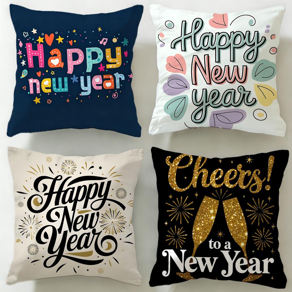 Holiday New Year'S Day Cushion Cover Soft & Easy-Wash Pillow Case – Versatile For Couch, Bed, Travel And Office