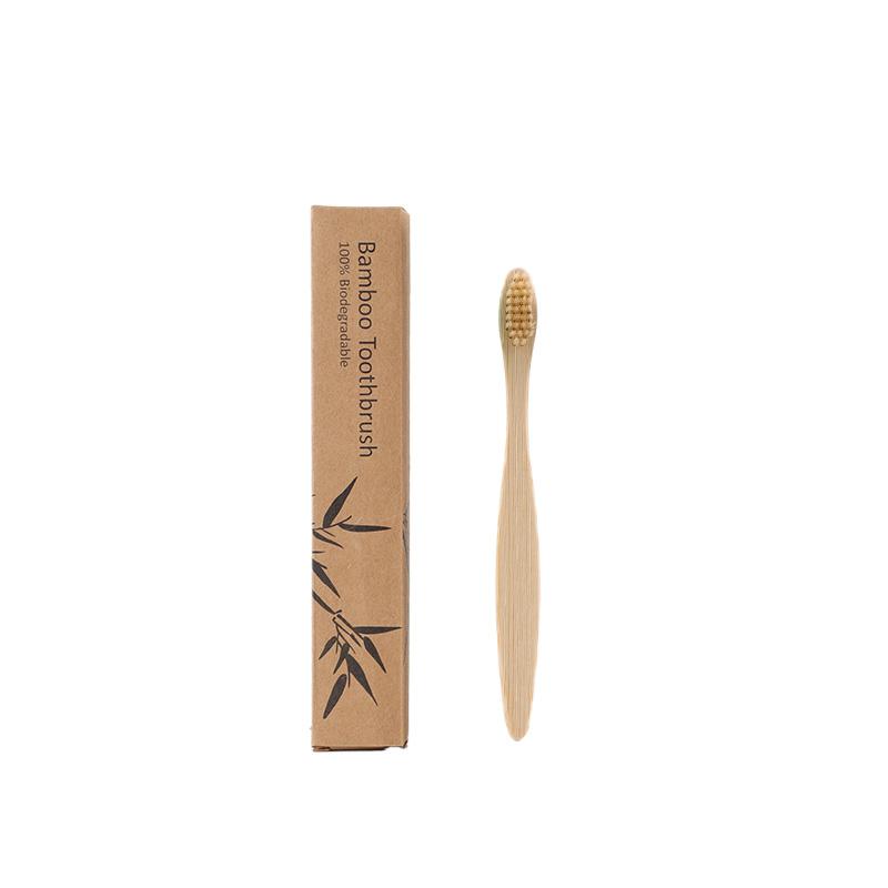 Ready Stock Custom Logo Packaging Kids Soft Natural BPA Free Biodegradable Kraft Box Bamboo Toothbrush