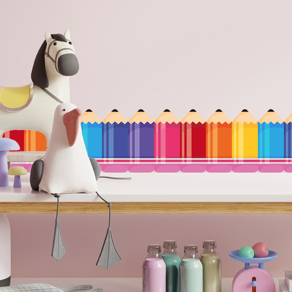 Personalisierte Buntstift-Taillenaufkleber für Schlafzimmer, Wohnzimmer, Eingangsbereich, Heimwanddekoration