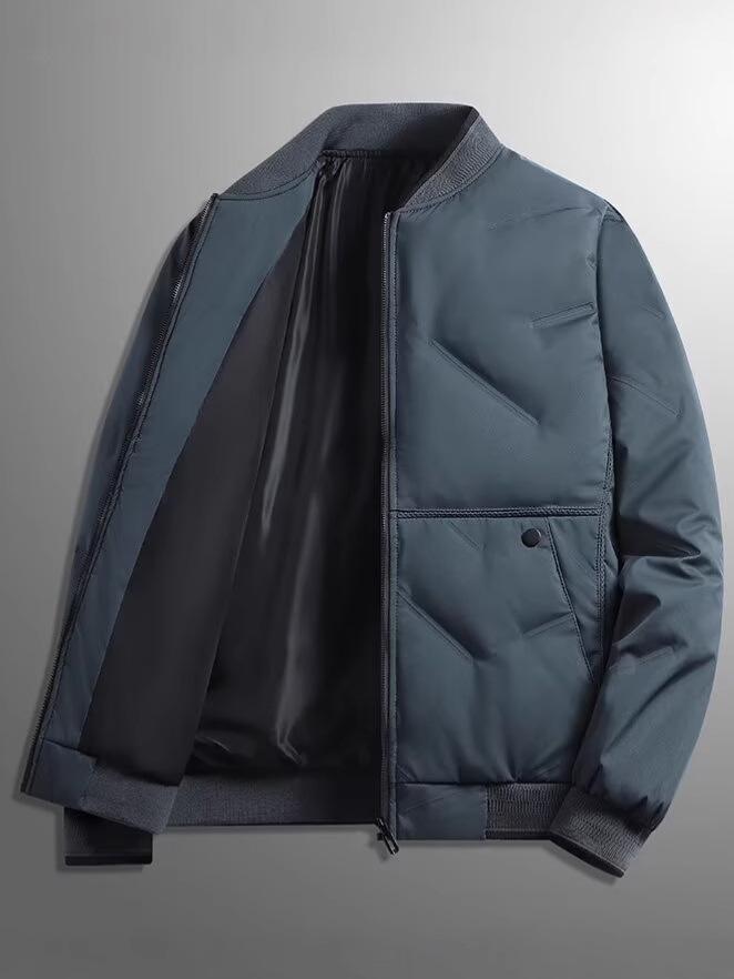 Chao Lun Bu Men's Thick Stand Collar Jacket - High-End Autumn/Winter Warm Cotton Dad Coat