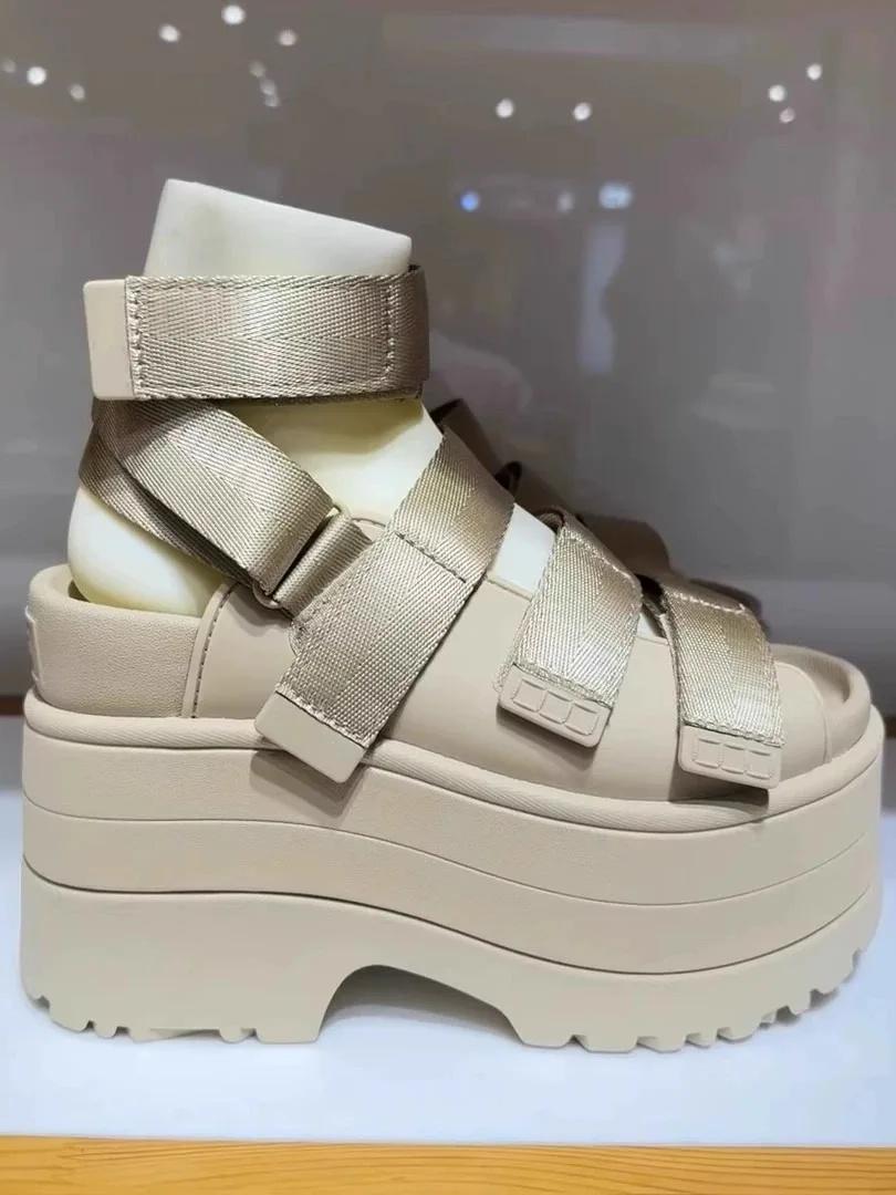 

Модные зимние высокие каблуки челси с цепочкой на платформе до колена женские роскошные туфли 2024 года модные новые тенденции на шнуровке на танкетке с застежкой-молнией 34