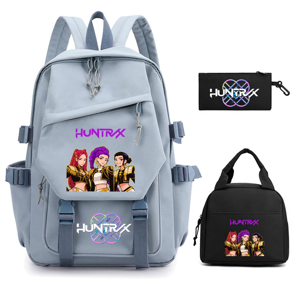 3 Stück/Set Cartoon Kpop Dämonenjäger Bedruckter Rucksack für Teenager Kinder Schüler Große Kapazität Schultasche Mädchen Geschenk Frauen wasserdichte Reisetasche