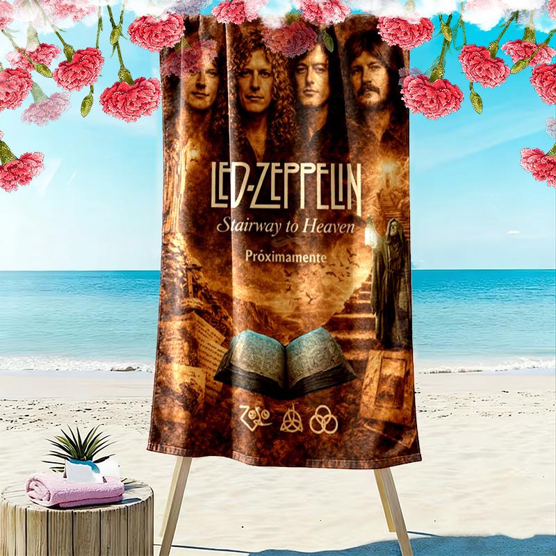 Led zeppelin Print Beach Towel, Large Soft Quick Dry Towel for Beach Camping Swimming