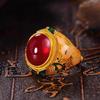 Enamel Rabbit and Koi Carp Adjustable Chinese Retro Ring for Men and Women