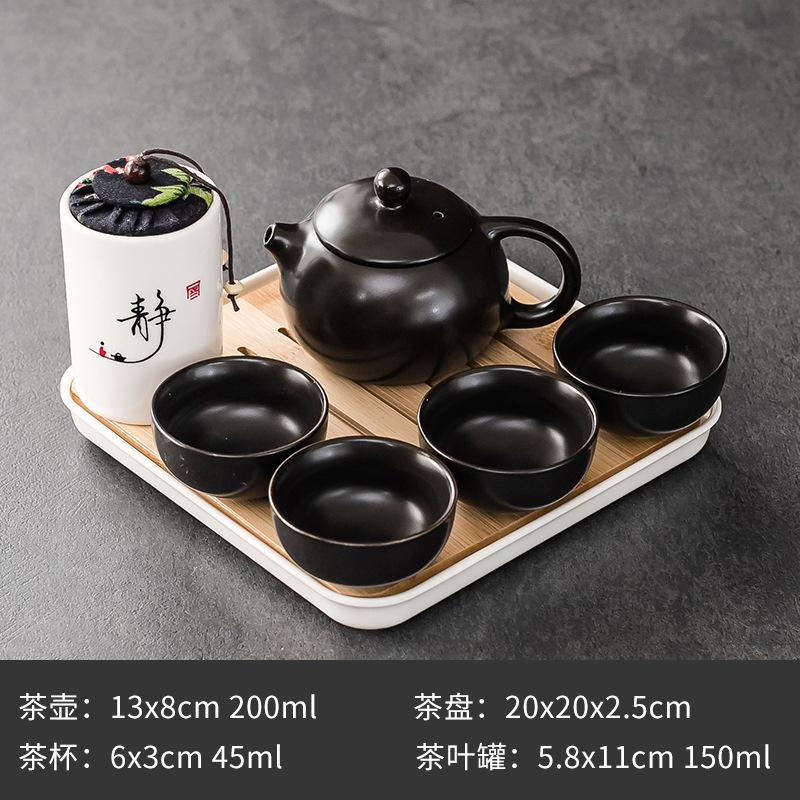Purple Clay Ceramic Kung Fu Tea Set Home Teapot Set with Portable Tea Tray and Tea Caddy