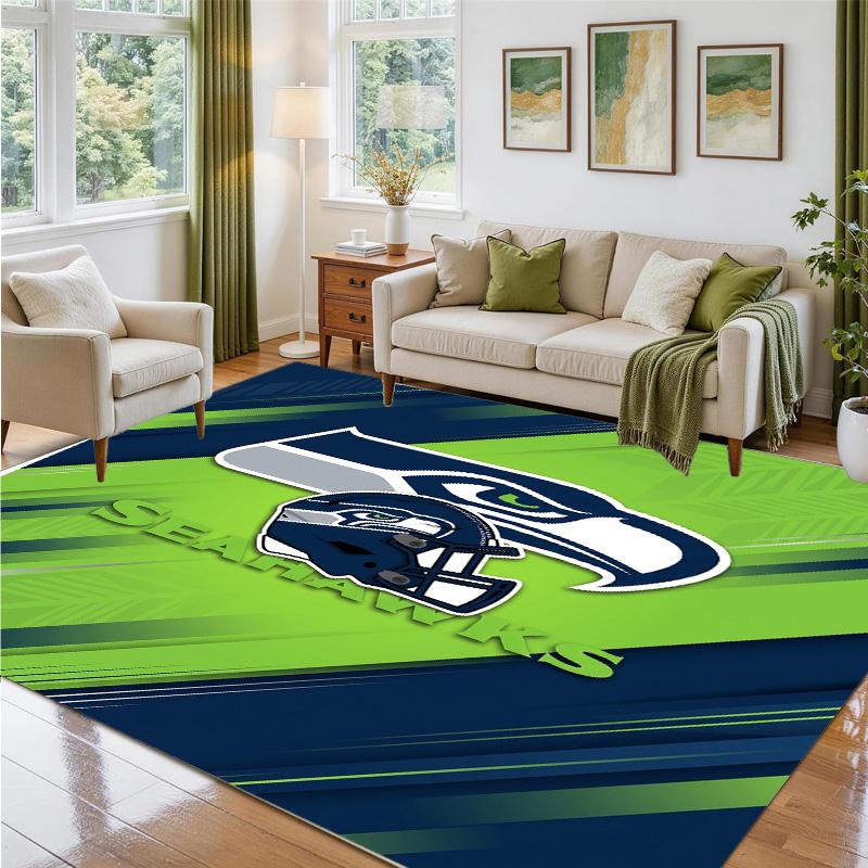 Seattle Seahawks Design Crystal Velvet Rug Soft Decorative Mat for Bedroom Entrance