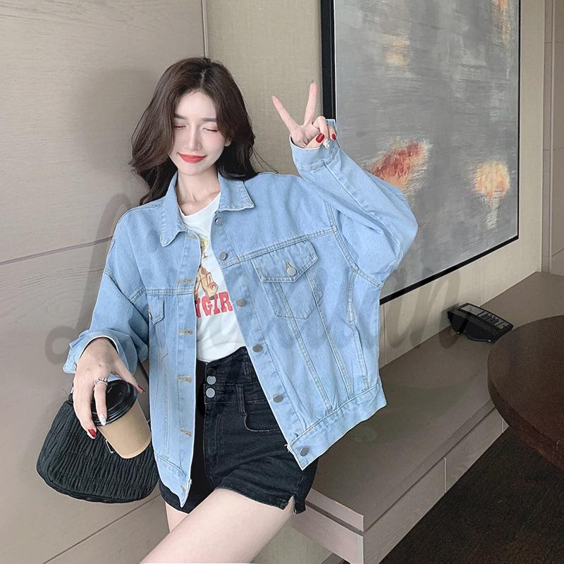 Trendy Korean Loose-Fit Denim Jacket Medium светло-синий