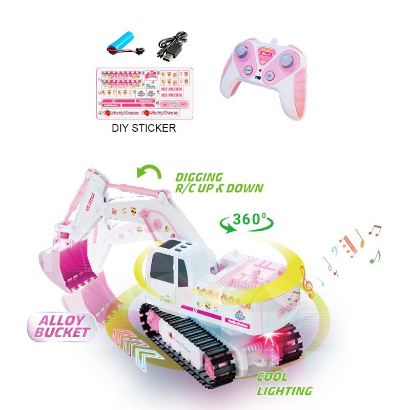 Non-Toxic Rc Excavator For Children Remote Control Digger Construction Truck Car 2.4G 1/24 Engineering Vehicle Electric Toy Kid Children Gift