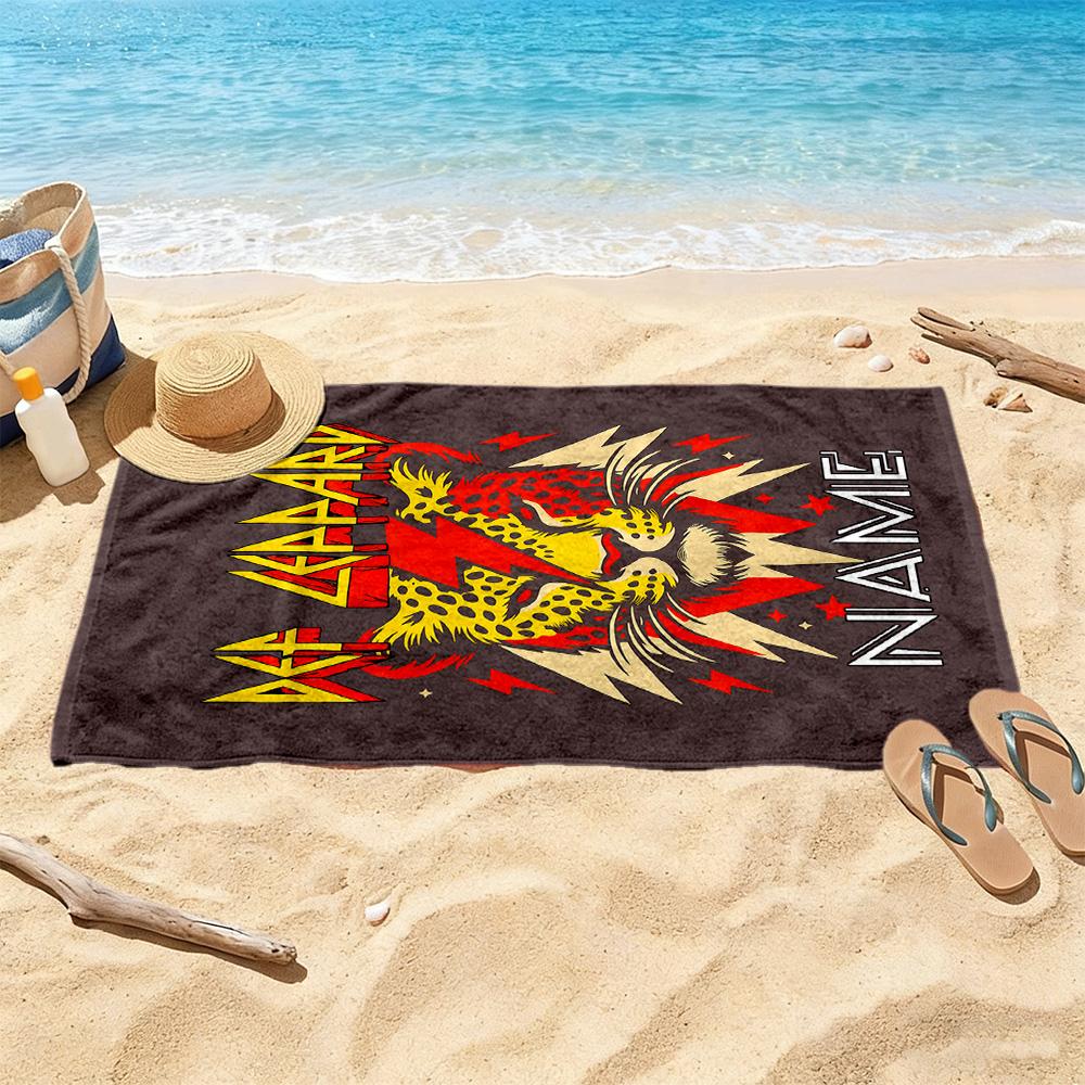 Def Leppard Leopard Rock Personalized Name Beach Towel Quick-Dry Soft Microfiber Suitable for Sports Travel Swimming Yoga Bathroom Beach And Pool