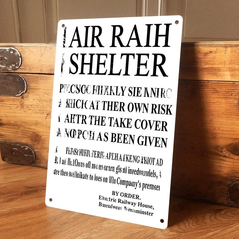 

1 piece of retro WWII-style air-raid shelter tin plaque, nostalgic military-themed wall decoration, suitable for living room, st (as the picture,20x30cm)