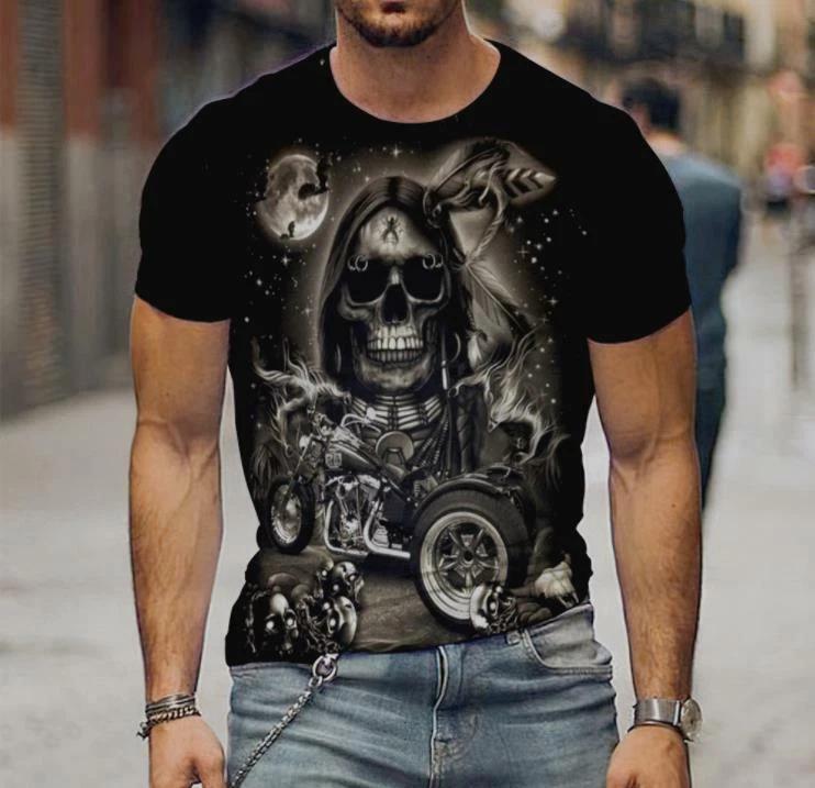 Motorcycle motorcycle skull skull streetwear T-shirt shirt muscle shirt 2XL