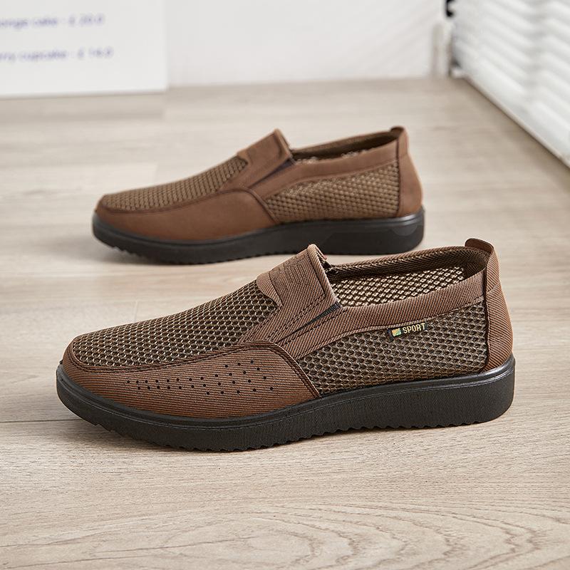 Men's Net Shoes Middle-aged and Elderly Breathable and Odor-resistant One-step Men's Shoes Casual