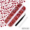 1 Set 12 Grids Nail Art Rhinestone Kit with Storage Box Drill Pen Tweezers Glass Flatback Rhinestone DIY Nail Design Crafting Decoration Fake Gems