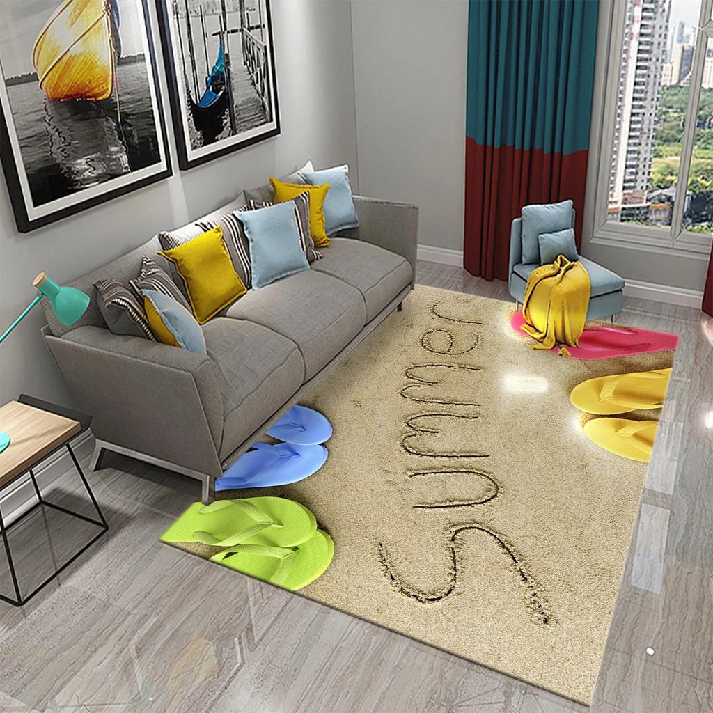 Hello Summer Carpet Beach Sea Starfish Pattern Bathroom Anti-Slip Carpet Door Mat Doormat Outdoor Living Room Bedroom Floor Rug