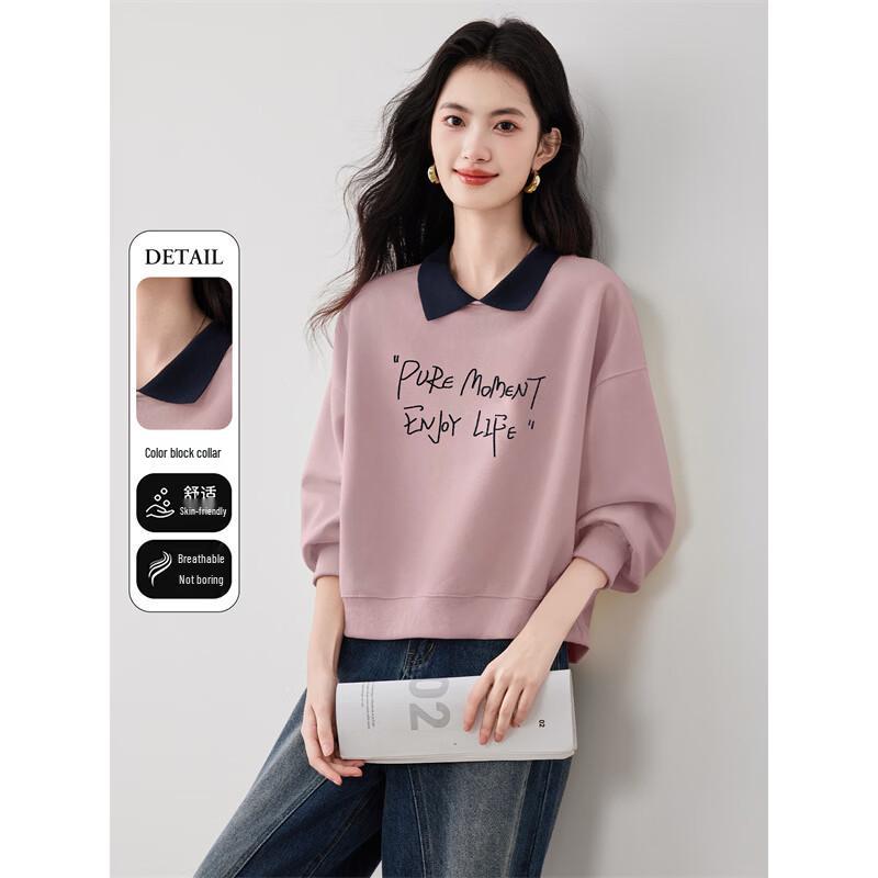 

Women s Faux Two-Piece Lapel Sweatshirt L