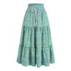 Women's Ruffled Spring Casual Long Skirt Plain Color Skirt Retro Pleated Skirt