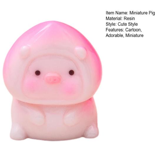 Miniature Pig Figurine Mini Pink Piggy Figure Cartoon Resin Animal Cake Toppers for DIY Fairy Garden Moss Landscape Terrarium Potted