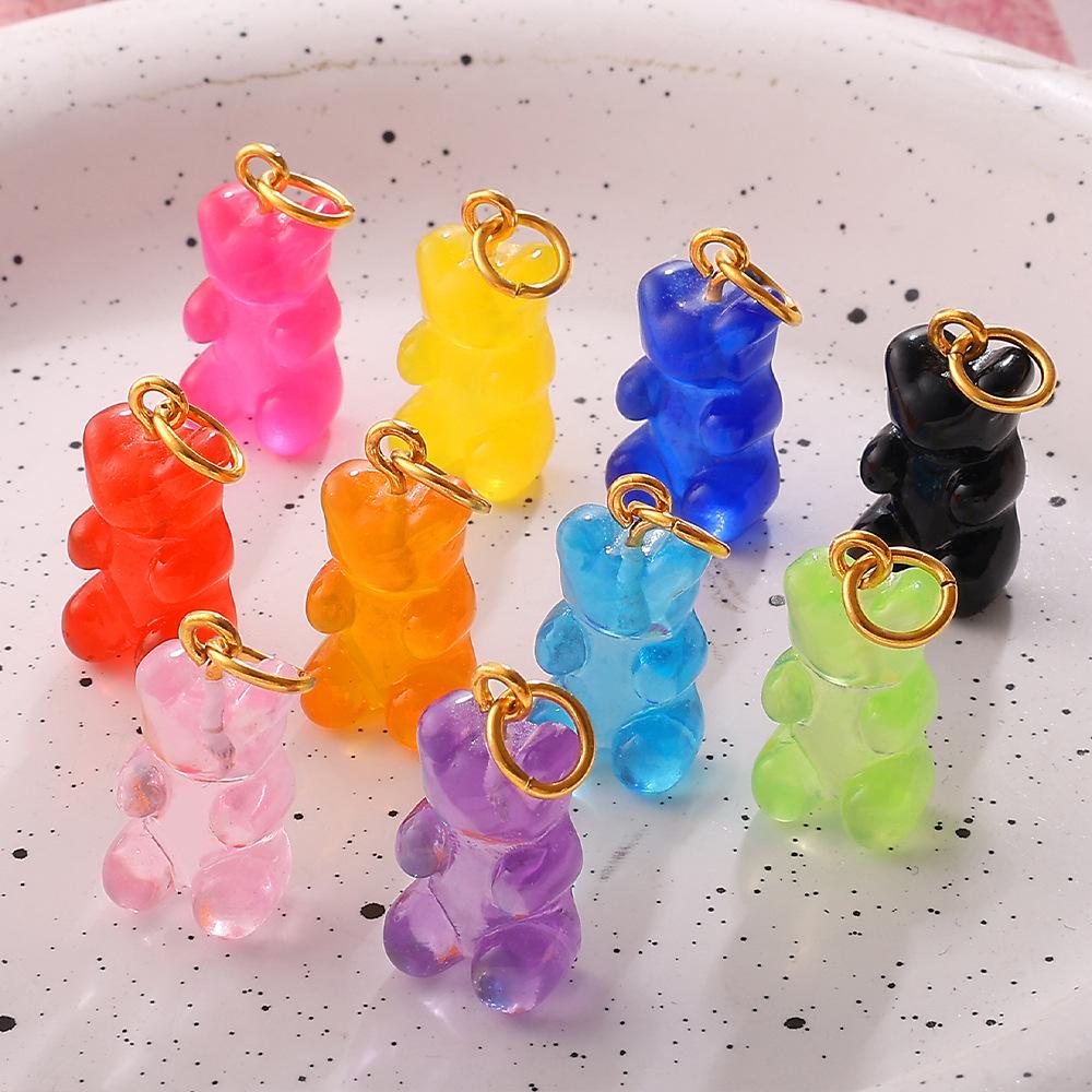 Colorful Creative Resin Diy Bear Pendant Does Not Fade, Personalized Versatile Dopamine Pendant Accessories