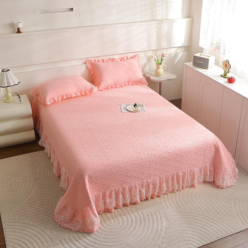 Spring and Summer Bedspread, Solid Color Lace Bed Cover, Three-piece Pillowcase, Bedspread, Large Bed Sheet, Bed Skirt Cover