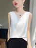 Reversible Satin Camisole for Women - V-Neck Front, Round Neck Back, Solid Color, Perfect Silk Vest to Pair with Suits