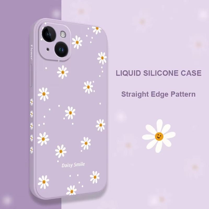 Smiling Daisy Phone Case For iPhone 17 17 Air 16 16e 15 14 13 12 11 X XR XS Plus Pro Max Mini Silicone Cover