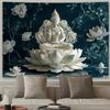 1pc Elegant Pearl Lotus Buddha Tapestry - Polyester Fabric, Machine Washable, Suitable for Living Room, Bedroom, Office