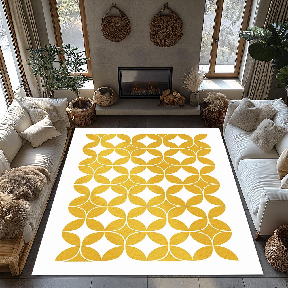 Stylish Geometric Pattern Area Rug Non-Slip Doormat Modern Abstract Design Floor Mat Living Room Decor Home Accent Carpet Indoor