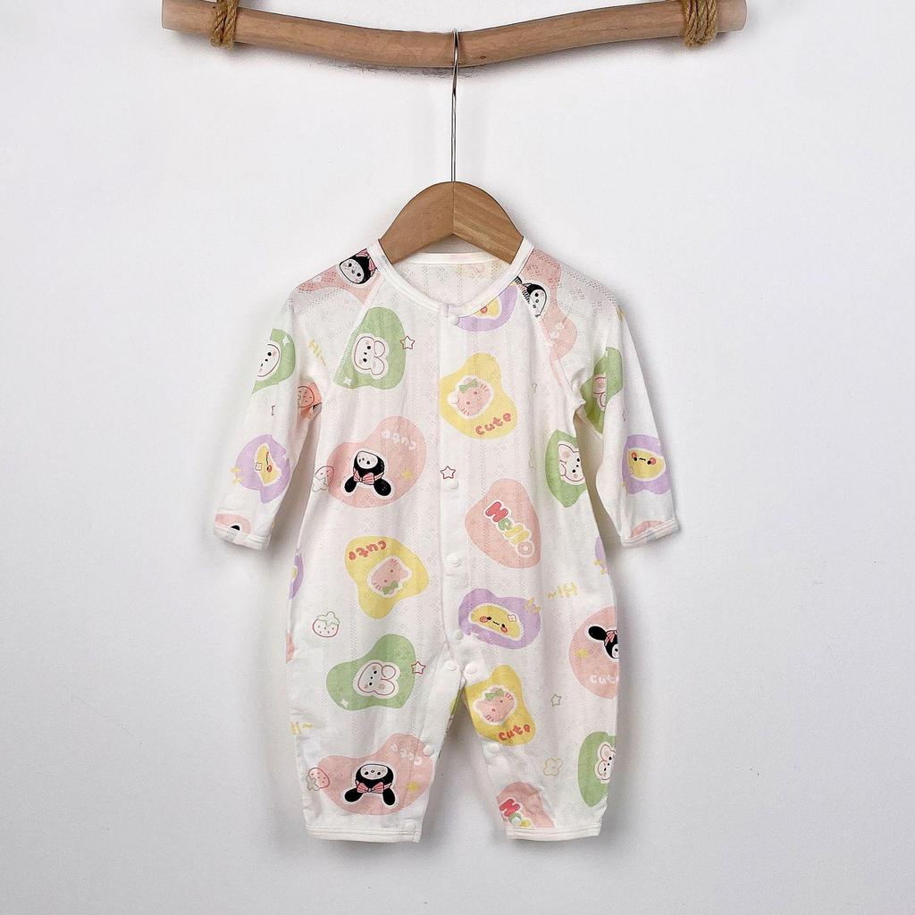 Baby Langarm-Bodysuit aus Bambusfaser: 3-24 Monate, Atmungsaktiver Druckknopf im Schritt, Nahtlos für den Sommer