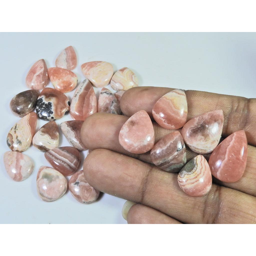 15-23MM 286Cts. Natural Rhodochrosite Pear Cabochon Loose Gemstone 25Pcs Lot C-891
